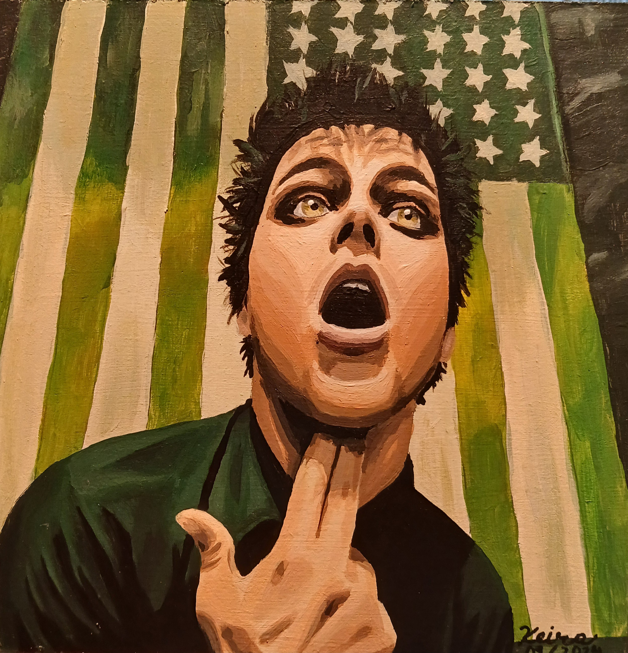 acrylic painting of Billie Joe Armstrong
